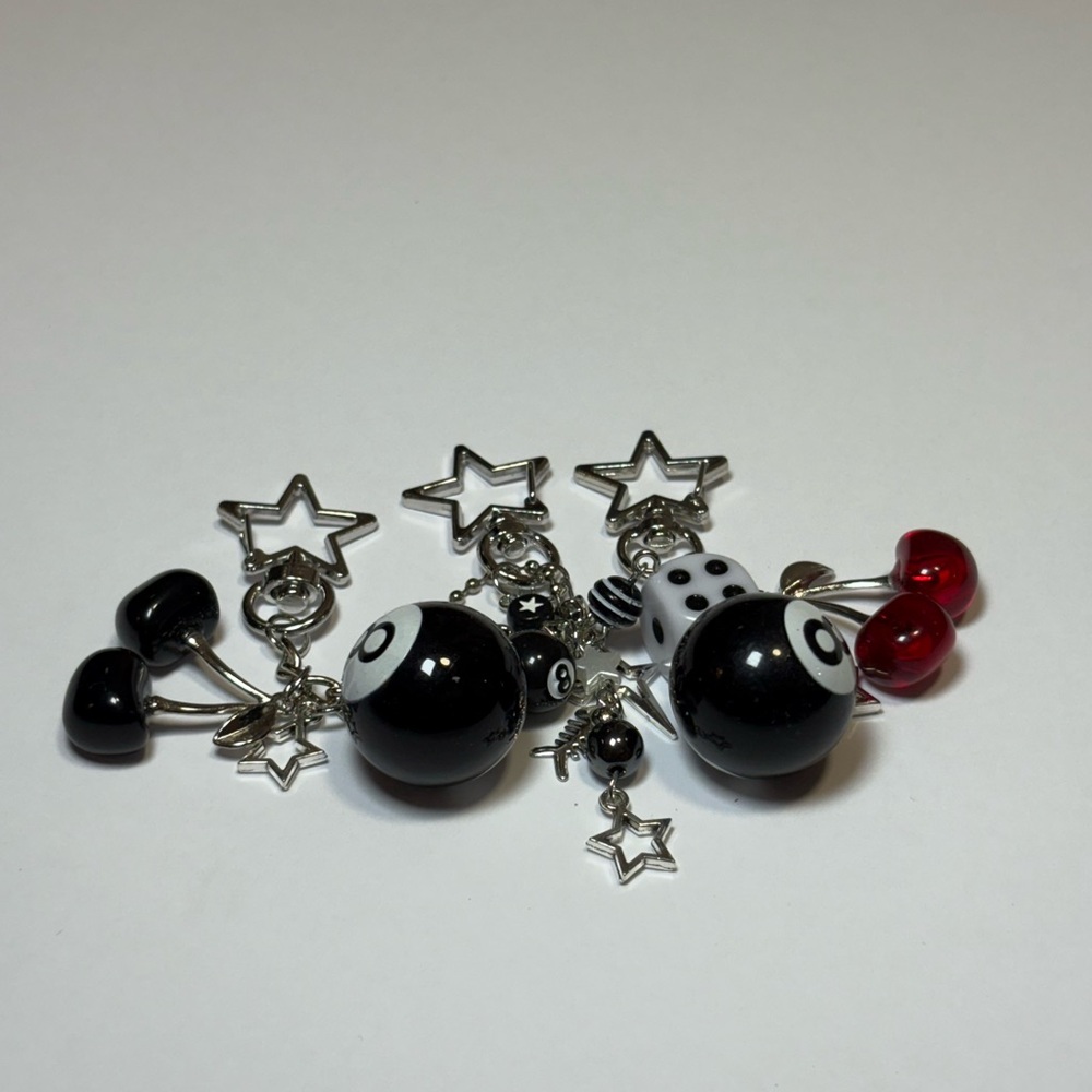 Black and White Star‎ Charm Earrings